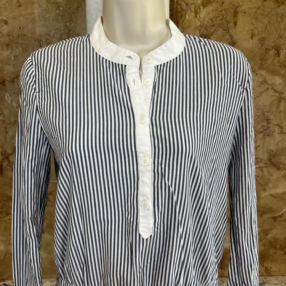 Veronica‎ Beard Jeans XS Blue Striped Everett Dress Ruched Ruffle Mini